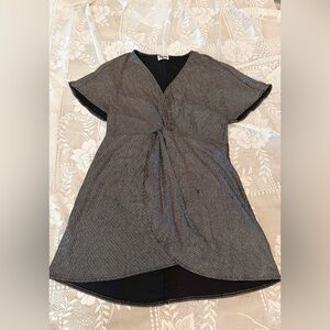 Show Me Your MuMu Black Metallic Twist-Front V-Neck Mini Dress